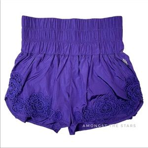 Free People The Way Home Crochet Appliqué Shorts Size XS Purple color